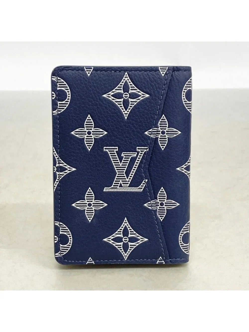 Louis Vuitton Card Case Monogram Shadow Organizer de Poche Blue Marine